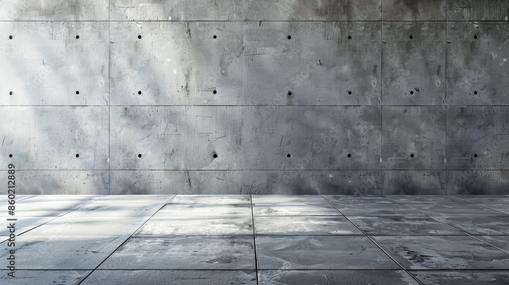 A background featuring a concrete wall and tiled flooring with empty space for text A background featuring a concrete wall and tiled flooring with empty space for text