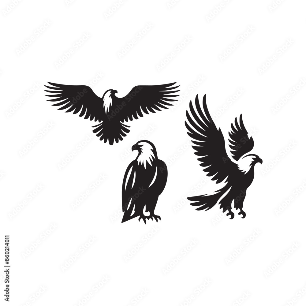 Fototapeta premium Simplistic bald eagle silhouette for versatile uses - bald eagle black vector 