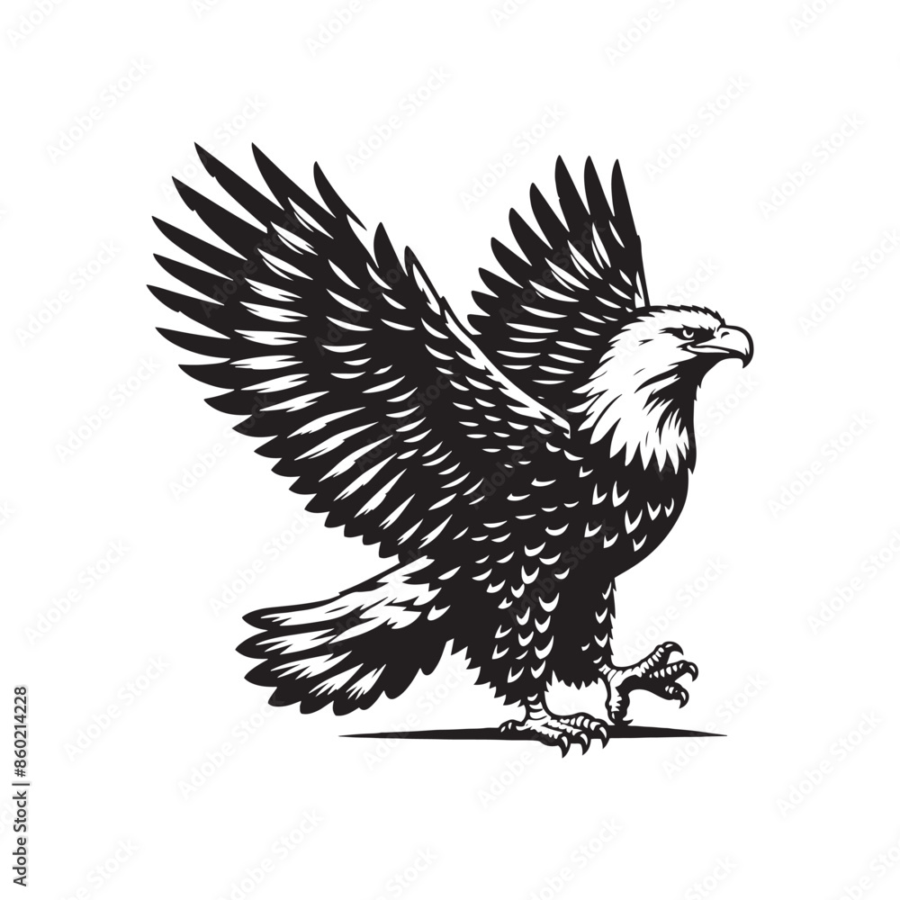 Obraz premium Captivating bald eagle silhouette for art and design - bald eagle illustration - minimallest bald eagle vector 