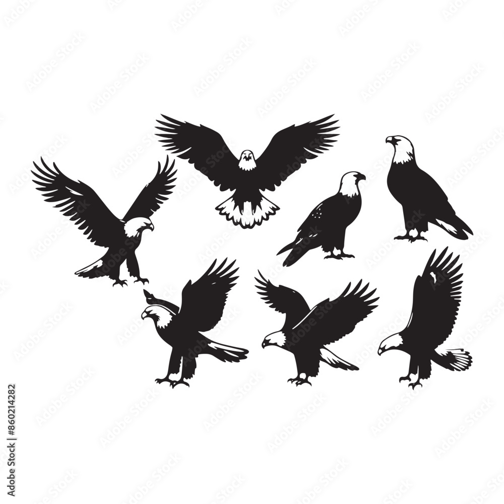 Fototapeta premium Modern bald eagle silhouette for all kinds of work - bald eagle black vector 