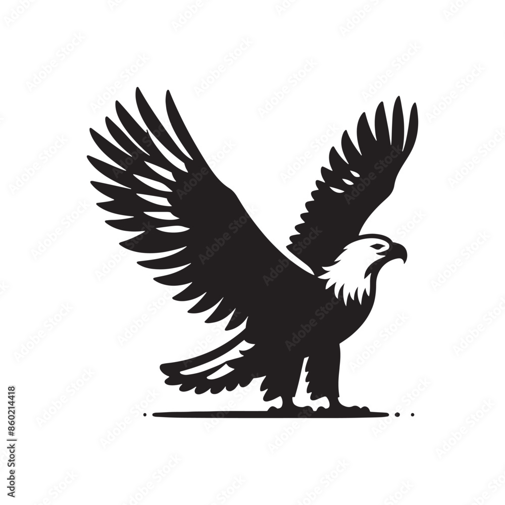 Fototapeta premium Simplistic bald eagle silhouette for versatile art - bald eagle illustration - minimallest bald eagle vector