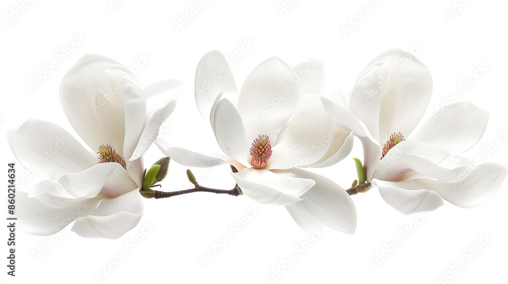 magnolia flowers isolated on white : Generative AI magnolia flowers isolated on white : Generative AI