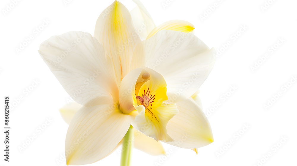 Vanilla orchid flower isolated on white background : Generative AI Vanilla orchid flower isolated on white background : Generative AI