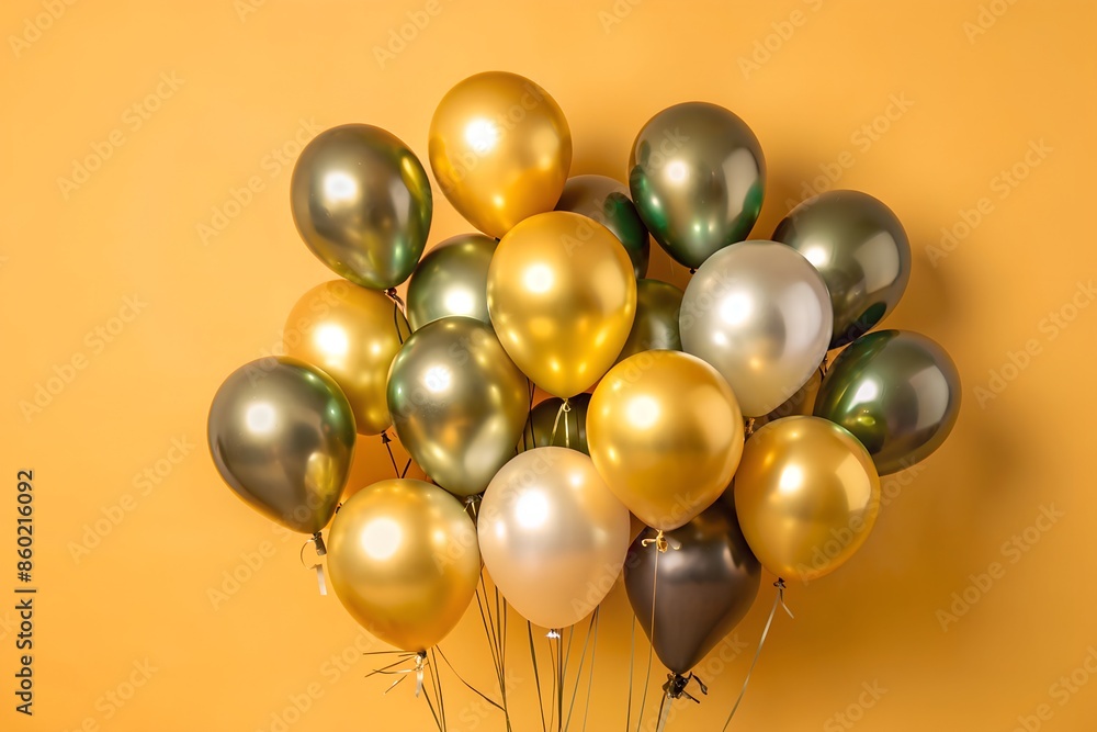 golden balloons used for the decoration of the holiday. festive background for the decorations in the studio golden balloons used for the decoration of the holiday. festive background for the decorations in the studio