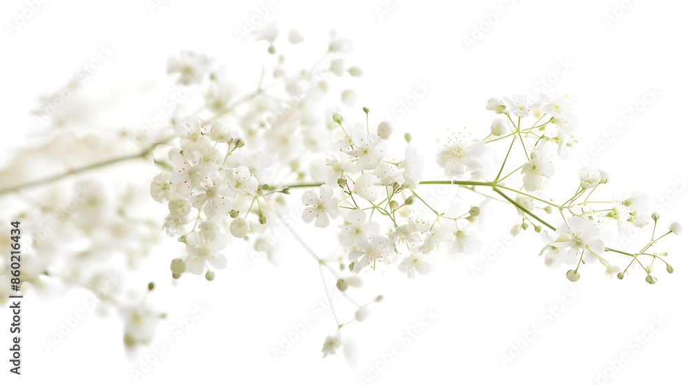Twig of gypsophila flowers isolated on white : Generative AI Twig of gypsophila flowers isolated on white : Generative AI