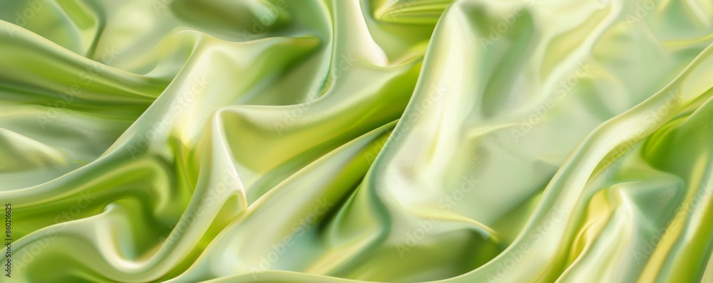 Close-up of smooth light green silk fabric texture with elegant folds Close-up of smooth light green silk fabric texture with elegant folds