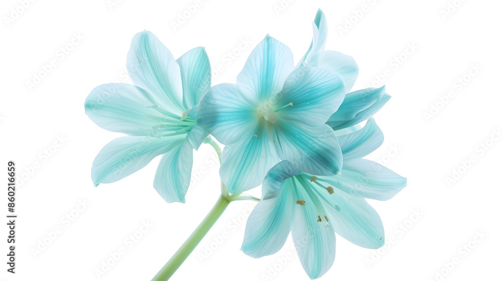 Turquoise spring flowers on white isolated background with a clipping path Closeup For design Nature : Generative AI Turquoise spring flowers on white isolated background with a clipping path Closeup For design Nature : Generative AI