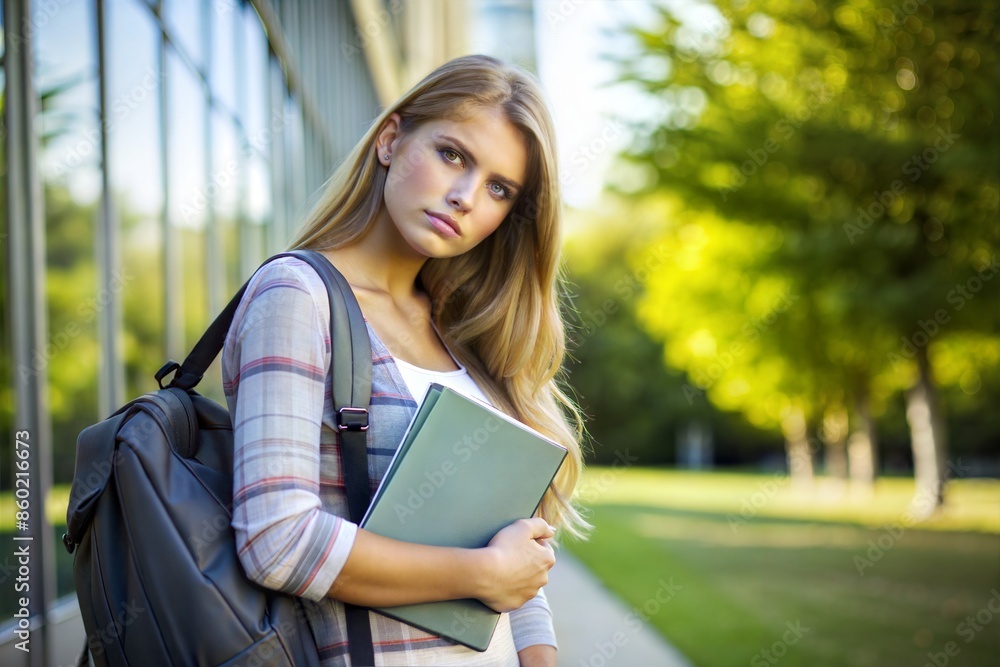 portrait of beautiful girl student with book in hands in the park portrait of beautiful girl student with book in hands in the park