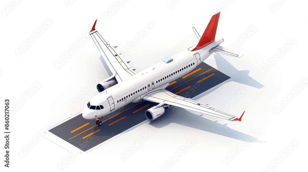 A white airplane is parked on the runway A white airplane is parked on the runway