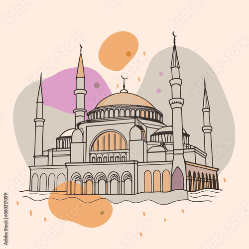 Turkey Hagia Sophia illustration style of flying blobs