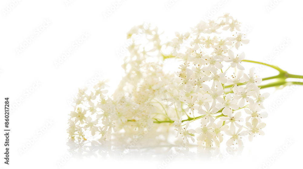 Elder flowers isolated on a white background : Generative AI Elder flowers isolated on a white background : Generative AI
