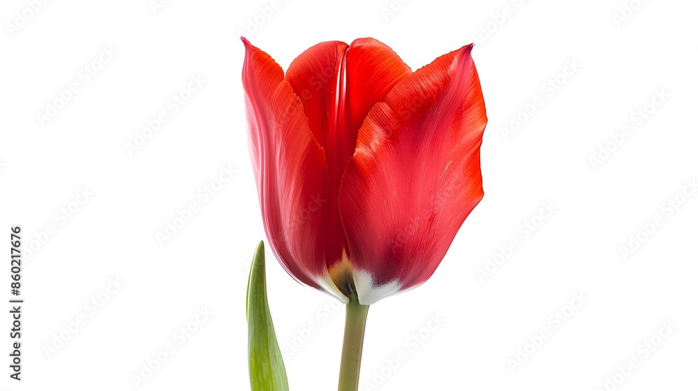 Red tulip flower on white isolated background with clipping path Closeup For design Nature : Generative AI Red tulip flower on white isolated background with clipping path Closeup For design Nature : Generative AI
