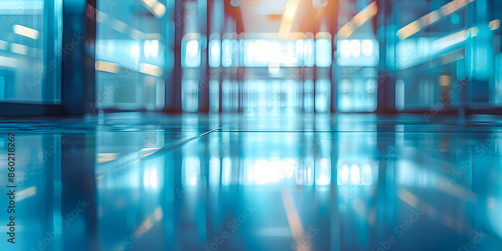 Glossy metal surface with reflective light, set against a blurred background of a futuristic showroom, ideal for tech gadgets or modern electronics Glossy metal surface with reflective light, set against a blurred background of a futuristic showroom, ideal for tech gadgets or modern electronics