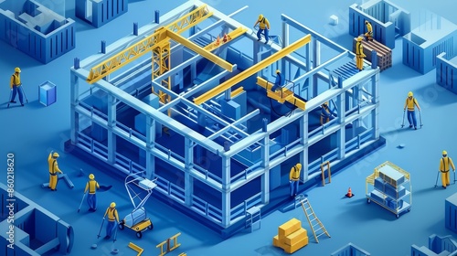 A group of construction workers are working on a building © OZTOCOOL