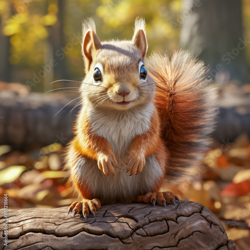 Niedliches Eichhörnchen in freier Natur, Generative AI photo