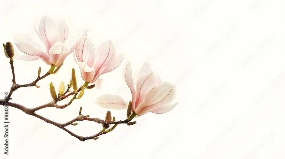 magnolia flower spring branch isolated on white background : Generative AI magnolia flower spring branch isolated on white background : Generative AI