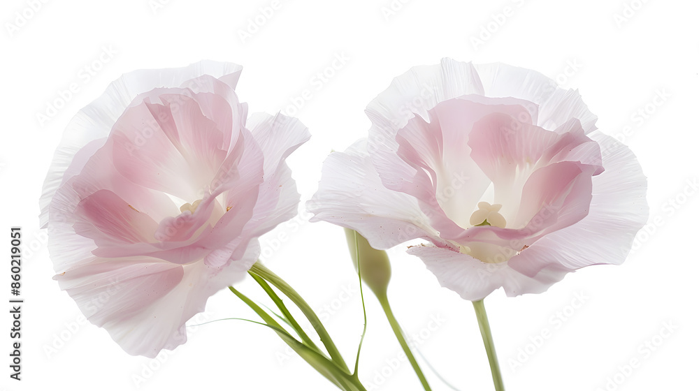 Two pale pink flowers isolated on white Eustoma : Generative AI Two pale pink flowers isolated on white Eustoma : Generative AI