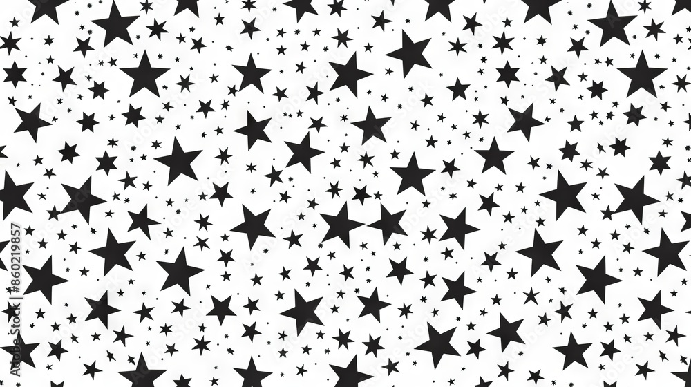 Black Stars On White Background Seamless Pattern