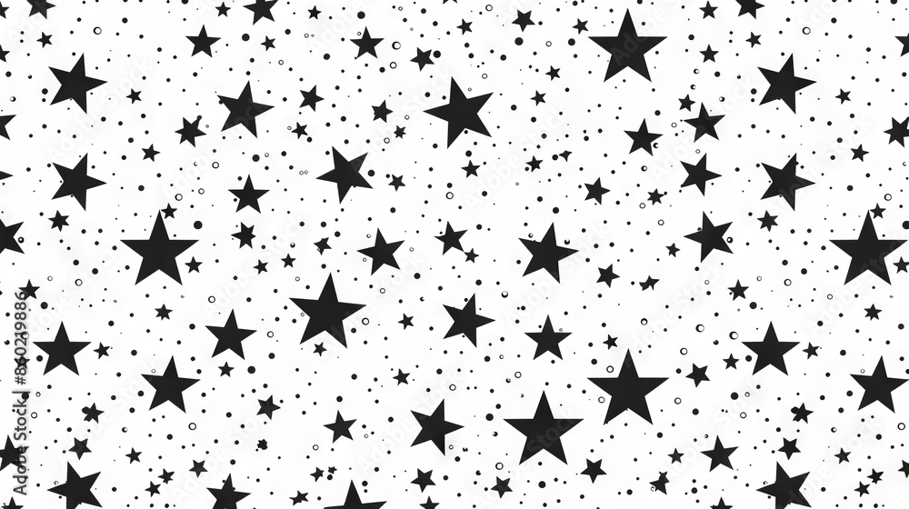 Black Star and Dot Pattern on White Background Black Star and Dot Pattern on White Background
