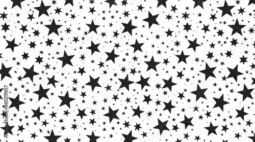 Obraz na płótnie Black Stars On White Background Seamless Pattern w salonie