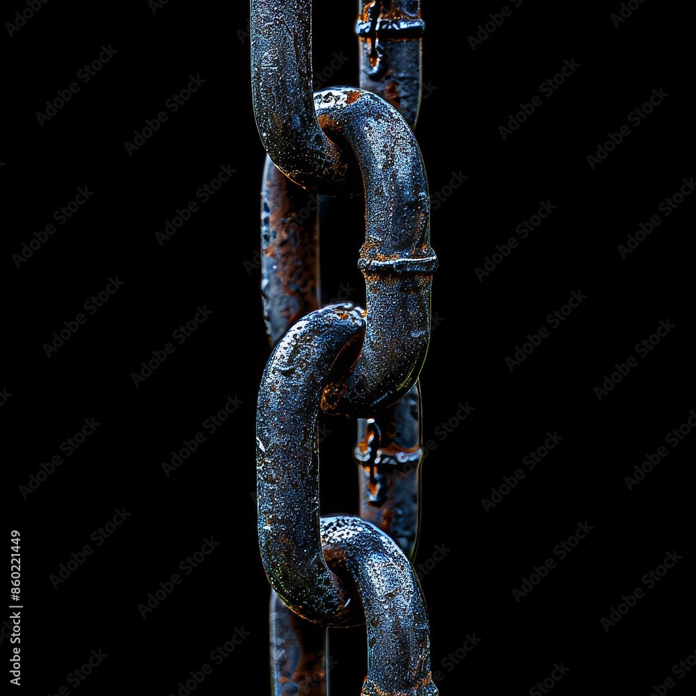 Closeup of a Rusty Metal Chain Against a Dark Background Closeup of a Rusty Metal Chain Against a Dark Background