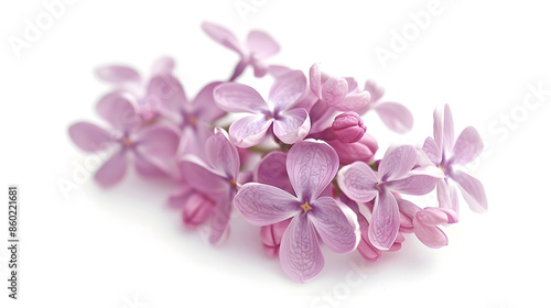 Lilac flowers isolated on a white background : Generative AI