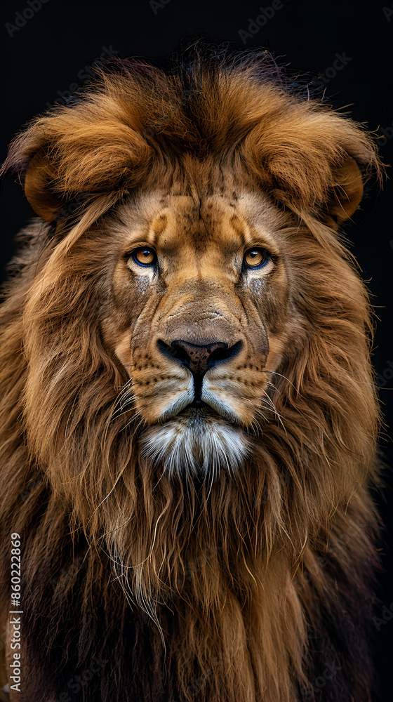 Fototapeta premium lion portrait black background