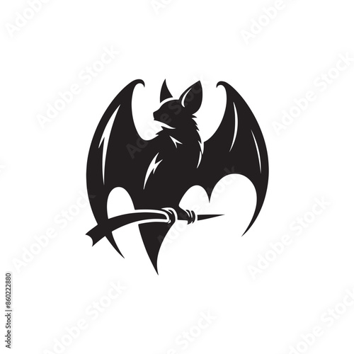 Simplified bat silhouette for digital marketing materials - bat black vector
