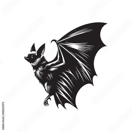Simplistic bat silhouette for digital art projects - bat black vector
