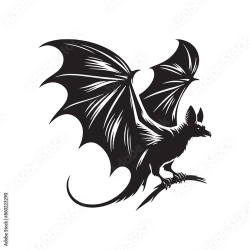 Clean bat silhouette for various creative uses - bat illustration - minimalistic bat vector

