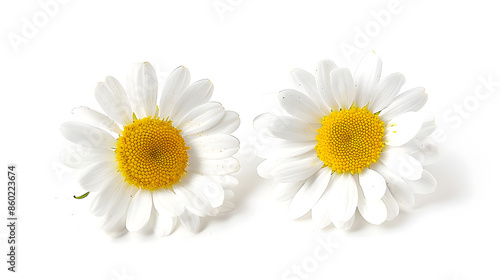 Two Chamomiles OxEye Daisy isolated on white background : Generative AI