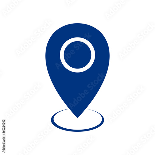 Vector icon of location sign, pin symbol of flat design destination.