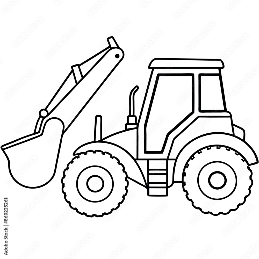Fototapeta premium Building transportation al lineart set. Excavator tractor grader tipper. collection of line art. 