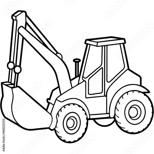 Building transportation al lineart set. Excavator tractor grader tipper. collection of line art.
