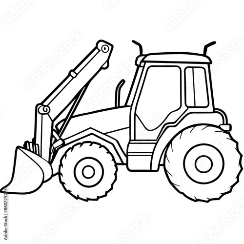 Building transportation al lineart set. Excavator tractor grader tipper. collection of line art.

