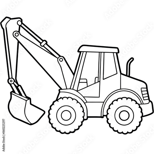 Building transportation al lineart set. Excavator tractor grader tipper. collection of line art.
