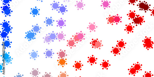 Light blue, red vector backdrop with virus symbols.