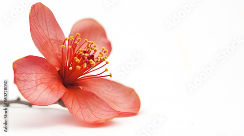 A real fresh ochna integerrima flower for New Lunar Year in Vietnam isolated on white : Generative AI photo