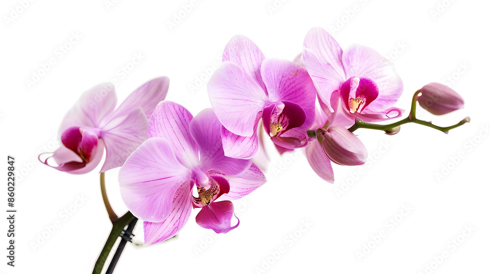 Obraz premium Pink orchid Lovely tropical flower isolated on white Save path : Generative AI