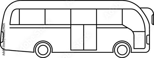Bus Thin Line Outline Icon. Transportation symbol. Bus side view. School Bus, City transport. Double decker, intercity, Bus tour transport line icon. Transportation vehicle sign. Vector illustration.