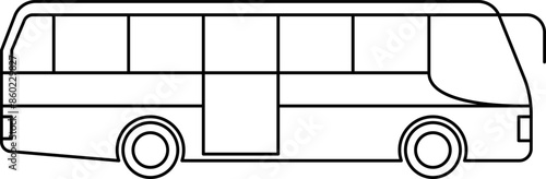 Bus Thin Line Outline Icon. Transportation symbol. Bus side view. School Bus, City transport. Double decker, intercity, Bus tour transport line icon. Transportation vehicle sign. Vector illustration.