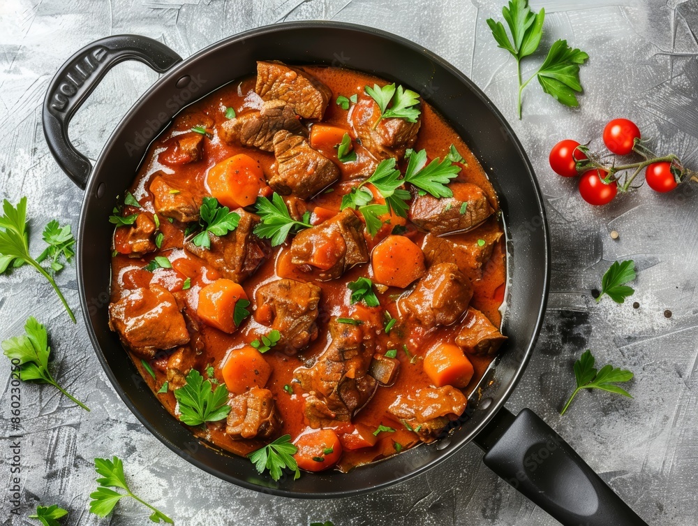 Savory Beef Goulash in a Kitchen Setting Generative AI Savory Beef Goulash in a Kitchen Setting Generative AI