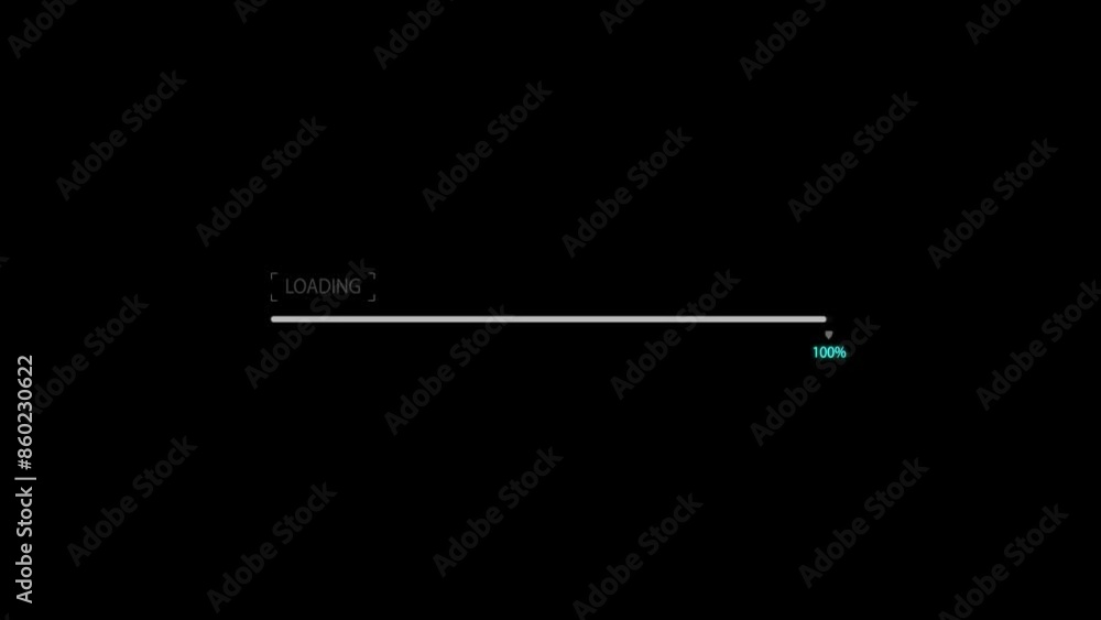 animation - loading line and percent 100 icon on a black background animation - loading line and percent 100 icon on a black background