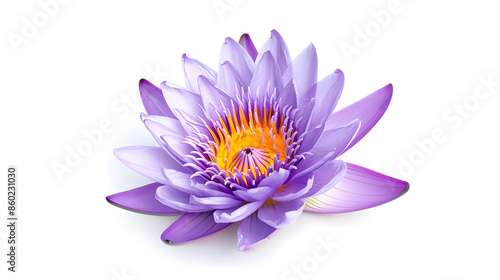 Purple water lily Blooming water lily flower isolated on white background with clipping path : Generative AI © Generative AI
