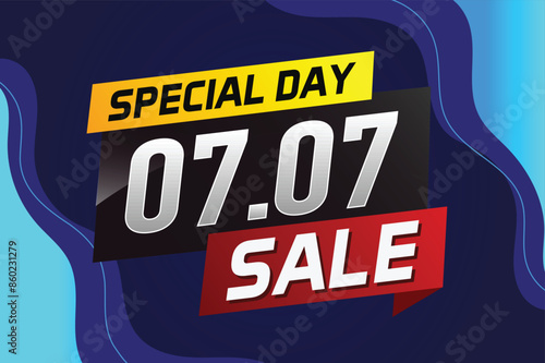 7.7 Special day sale word concept vector illustration with ribbon and 3d style for use landing page, template, ui, web, mobile app, poster, banner, flyer, background, gift card, coupon

