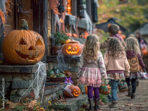 Halloween A group of costumed children photo