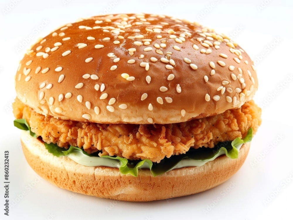 Juicy Burger with Chicken Cutlet, Perfect for Foodie Ads Generative AI