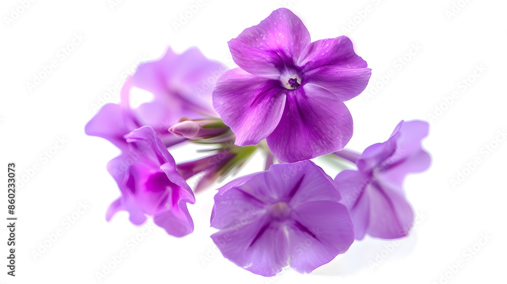 Obraz premium Studio Shot of Purple Colored Phlox Flower Isolated on White Background Large Depth of Field DOF Macro Closeup : Generative AI
