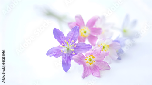cute spring little colored flowers isolated on white background : Generative AI