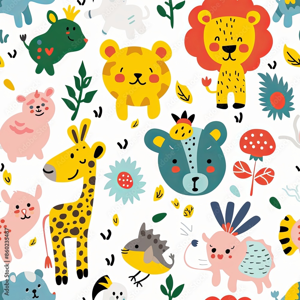Chibi Animal Cartoon Pattern Chibi Animal Cartoon Pattern